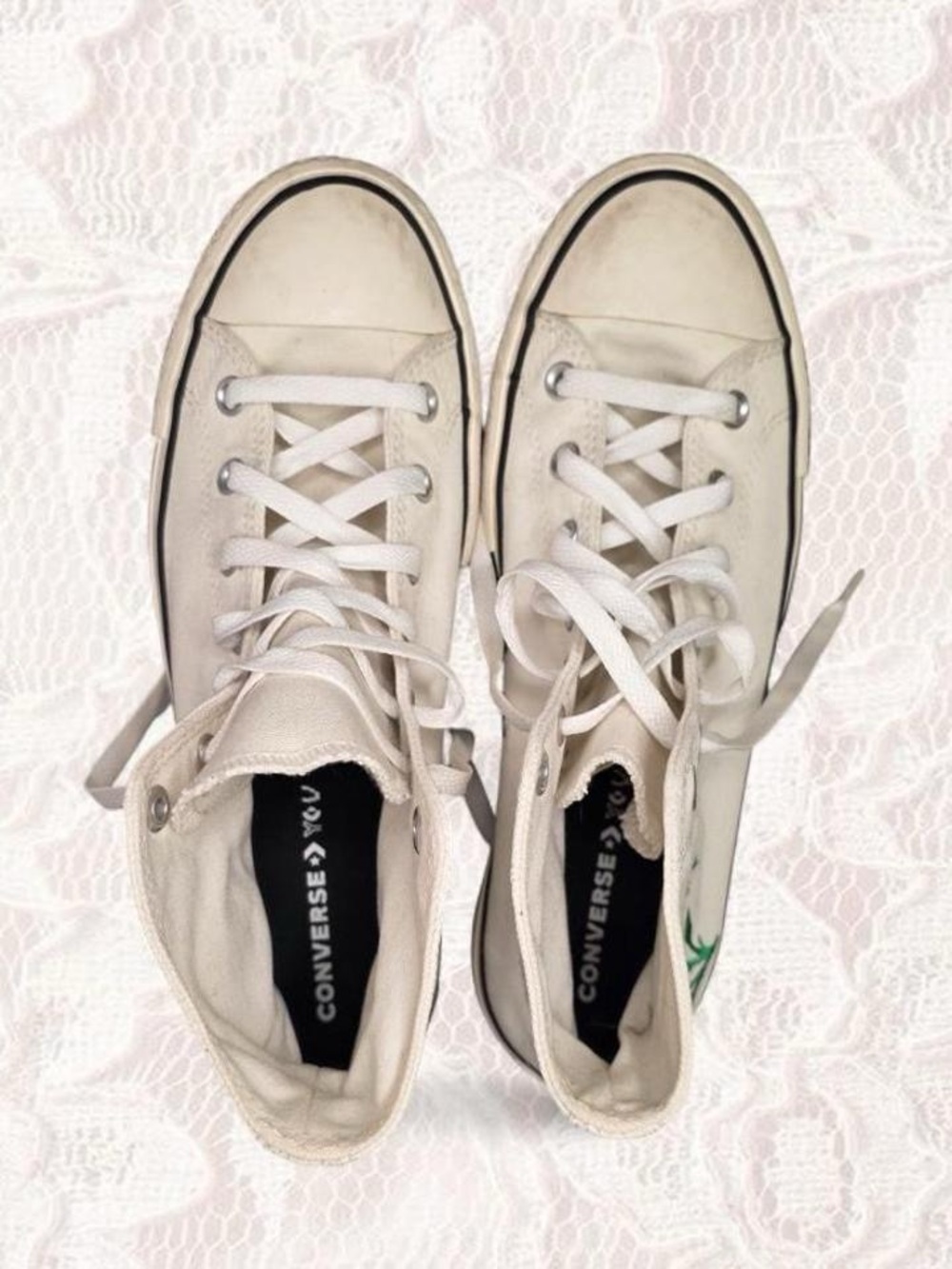 Converse Chuck Taylor Platform Hi White Floral Embroidered W10/M8 - Picture 7 of 9